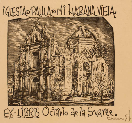 Exlibris by ? ? from Unknown for Octavio de la Suaree - Church 