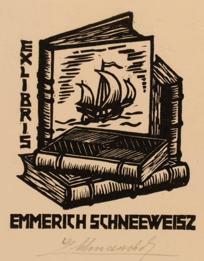 Exlibris by Emmerik Schneeweisz from Austria for Emmerik Schneeweisz - Book Ship/Boat 