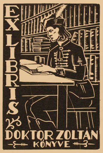 Exlibris by Laszlo Vago from Hungary for Dr. Zoltan  - Book Interior Man 