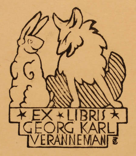 Exlibris by Oskar Zaborsky from Unknown for Georg Karl Veranneman - Fauna 