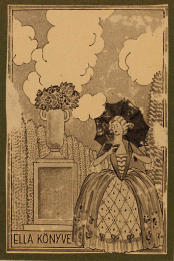 Exlibris by ? Unbekannt from Hungary for ? Ella - Flora Woman 