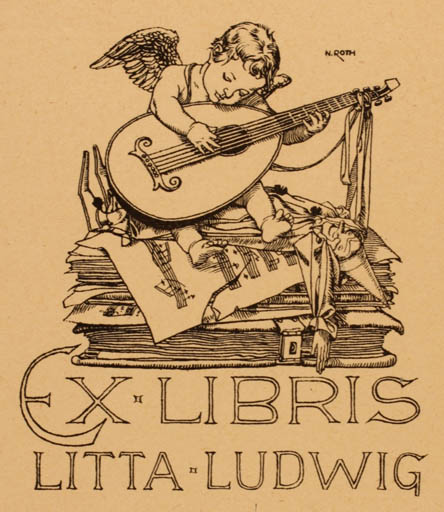 Exlibris by Norbertine Roth from Unknown for Litta Ludwig - Angel Music 