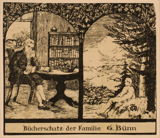 Exlibris by ? Unbekannt from Unknown for Familie G. Bünn - Book Interior Scenery/Landscape 