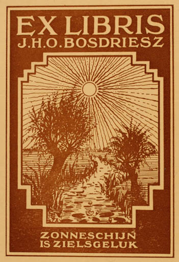 Exlibris by ? Unbekannt from Unknown for J. H. O. Bosdriesz - Scenery/Landscape Sun 