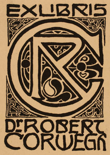 Exlibris by ? Unbekannt from Unknown for Dr. Robert Corwegh - Monogram 