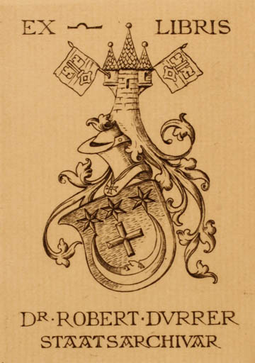 Exlibris by ? Unbekannt from Unknown for Dr. Robert Durrer - Heraldry 