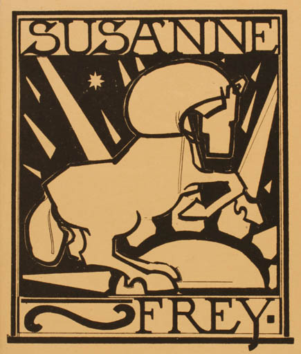 Exlibris by ? Unbekannt from Unknown for Susanne Frey - Horse 
