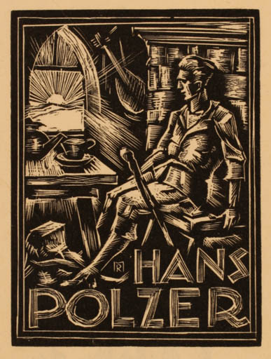 Exlibris by ? Unbekannt from Unknown for Hans Polzer - Interior Man Sun 