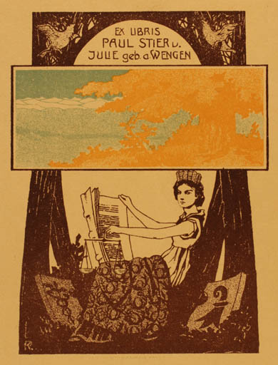 Exlibris by ? Unbekannt from Unknown for Paul u. Julie Stier - Book Woman 