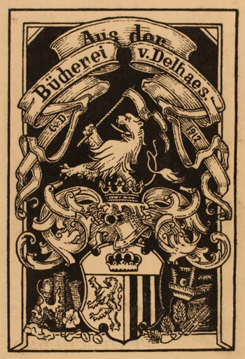 Exlibris by ? Unbekannt from Germany for Bücherei von Delhaes - Heraldry 
