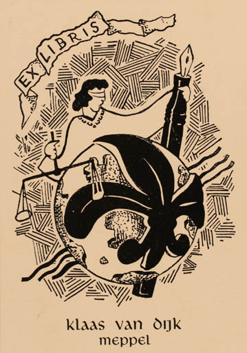 Exlibris by ? Unbekannt from Netherland for Klaas van Dijk - Globe Law 