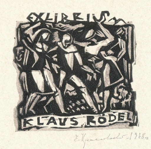 Exlibris by Eugeny Krasovsky from Soviet Union for Klaus Rödel - Group 