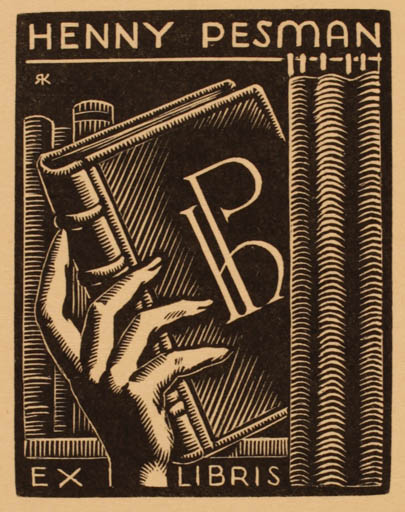 Exlibris by R Kentenieta from Unknown for Henny Pesman - Book Hand(s) 