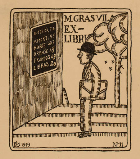 Exlibris by ? Unbekannt from Unknown for M. Gras Vilas - Man 