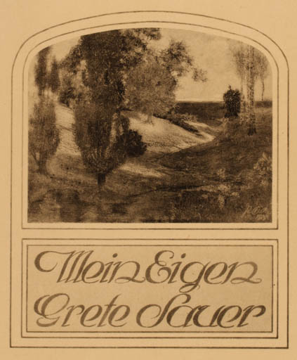 Exlibris by ? Unbekannt from Unknown for Grete Sauer - Scenery/Landscape 