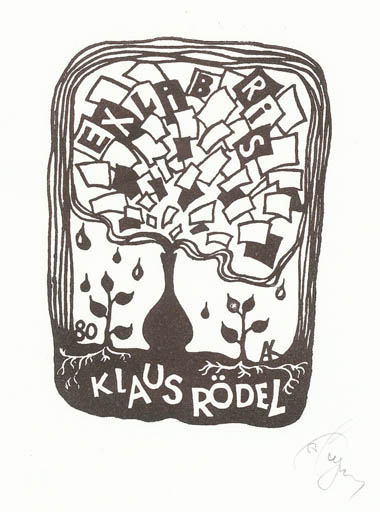 Exlibris by Aleksiej Kusmiehko from Soviet Union for Klaus Rödel - Abstract 