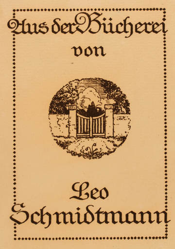 Exlibris by ? Unbekannt from Unknown for ? Schmidtmann. Leo - 