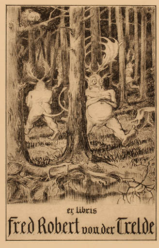 Exlibris by ? Unbekannt from Unknown for Fred Robert von der Trelde - Fable Animal Forest 