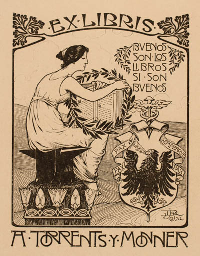 Exlibris by ? Unbekannt from Unknown for A. Torrents y Monner - Book Jugend Woman 