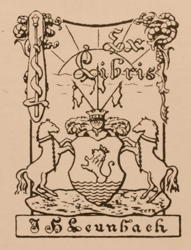 Exlibris by ? Unbekannt from Unknown for J. H. Leunbach - Horse 