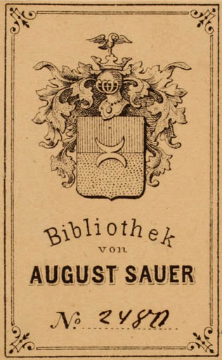 Exlibris by ? Unbekannt from Unknown for August Sauer - Heraldry 