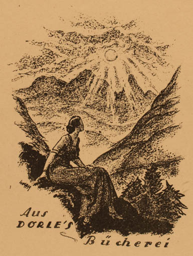 Exlibris by ? Unbekannt from Unknown for ? Dorle - Mountain Woman Scenery/Landscape Sun 