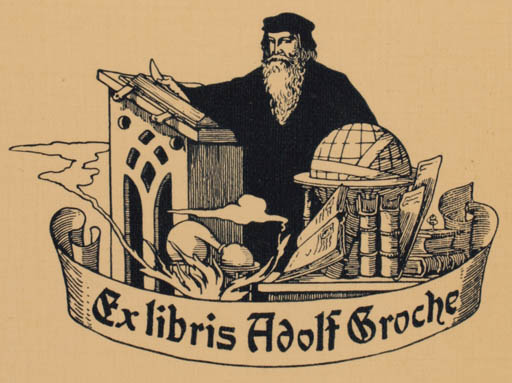 Exlibris by ? Unbekannt from Unknown for Adolf Groche - Globe Man Science 