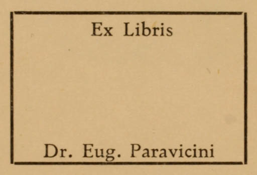 Exlibris by ? Unbekannt from Unknown for Dr. Eug. Paravicini - Text/Writing 
