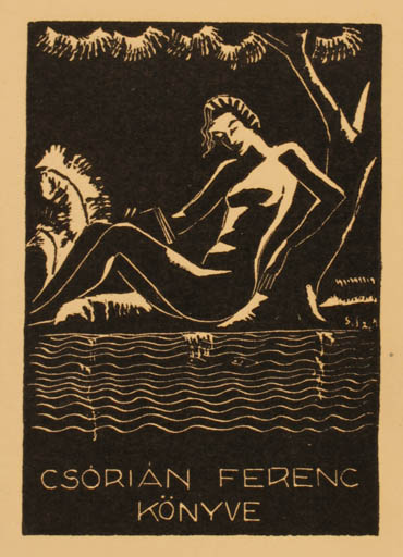 Exlibris by ? Unbekannt from Hungary for Ferenc Csorian - Woman 