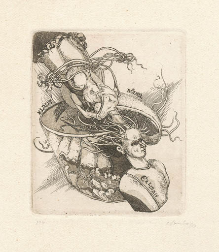 Exlibris by Augustinas Virgilijus Burba from Lithuania for Klaus Rödel - Surrealism 