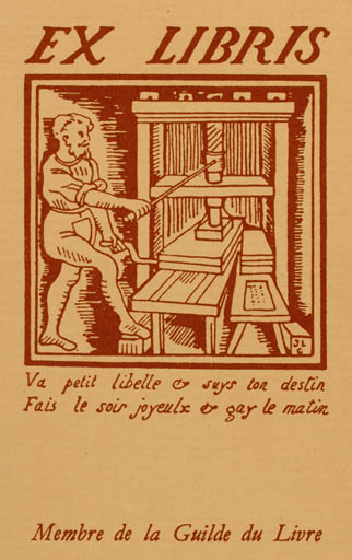 Exlibris by ? Unbekannt from Unknown for ? Guilde du Livre - Working Printing technique 