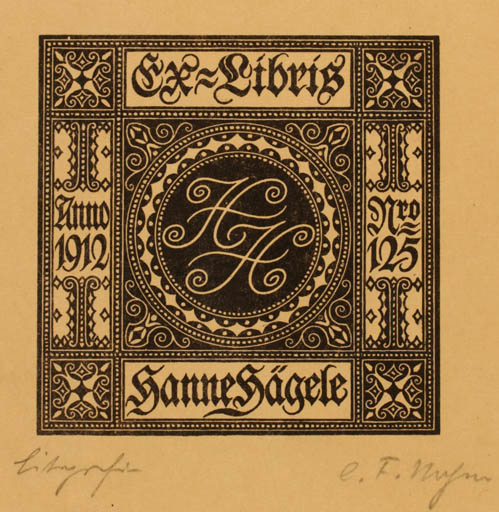 Exlibris by ? Unbekannt from Unknown for Hanne Hägele - Monogram Text/Writing 