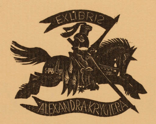 Exlibris by ? Unbekannt from Unknown for Alexandra Krygiera - Horse Knight 