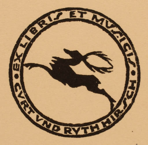 Exlibris by Walter Preisser from Germany for Curt u. Ruth Hirsch - Fauna 