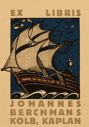 Exlibris by ? Unbekannt from Unknown for Johannes Berchmans - Maritime Ship/Boat 