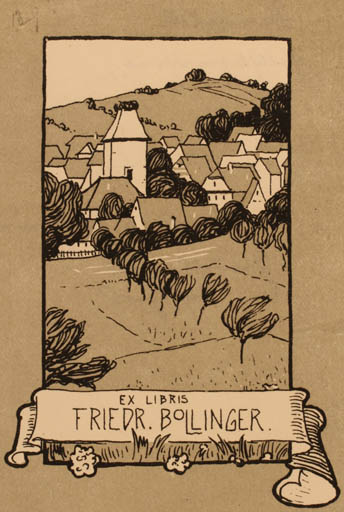 Exlibris by ? Unbekannt from Unknown for Friedr. Bollinger - City Scenery/Landscape 