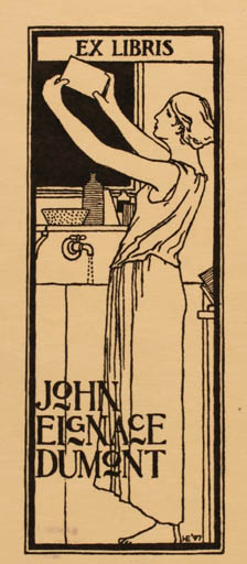Exlibris by ? Unbekannt from Unknown for John Eignace Dumont - Book Jugend Woman 
