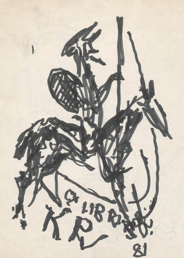 Exlibris by Jaroslav Vodrazka from Czechoslovakia for Klaus Rödel - Don Quijote Literature 