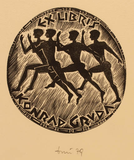 Exlibris by ? Unbekannt from Unknown for Konrad Gruda - Classical antiquity Sport/game 